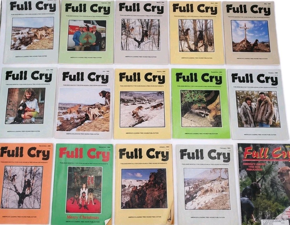15 Vintage Full Cry Magazine Lot Coon Dog Hunting Journals 1990s