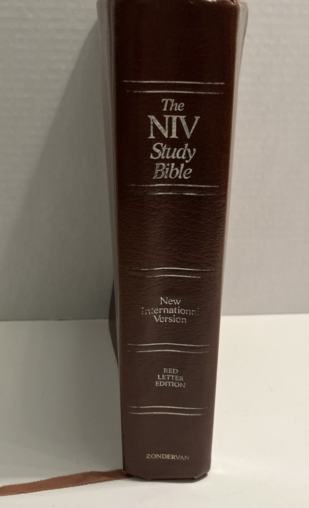 VTG NIV Study Bible Red Letter Zondervan 1985 Bonded Leather Meticulously Tabbed