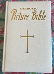 CATHOLIC PICTURE BIBLE – WHITE LEATHER, GILDED PAGE EDGES