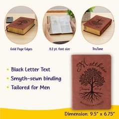 Personalized ESV Men’s Study Bible, Rooted in Christ Tree Design, Name Engraved
