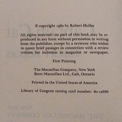The Macmillan Company Captain Cat Robert Holles Hardcover 1960 First Printing