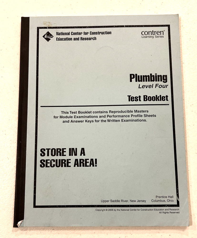NCCER Plumbing Level 4 Test Booklet Contren Learning Series