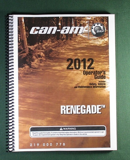 2012 Can-Am Renegade 500 Owner’s Manual: 164 Pages & Protective Covers