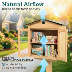 Little Library Box Outdoor Kit – Solid Wood Free Little Library with Metal Roof
