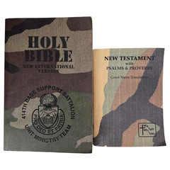 Holy Bible NIV NT Psalms Good News Camo Military Mini 2 Books Vintage Pocket