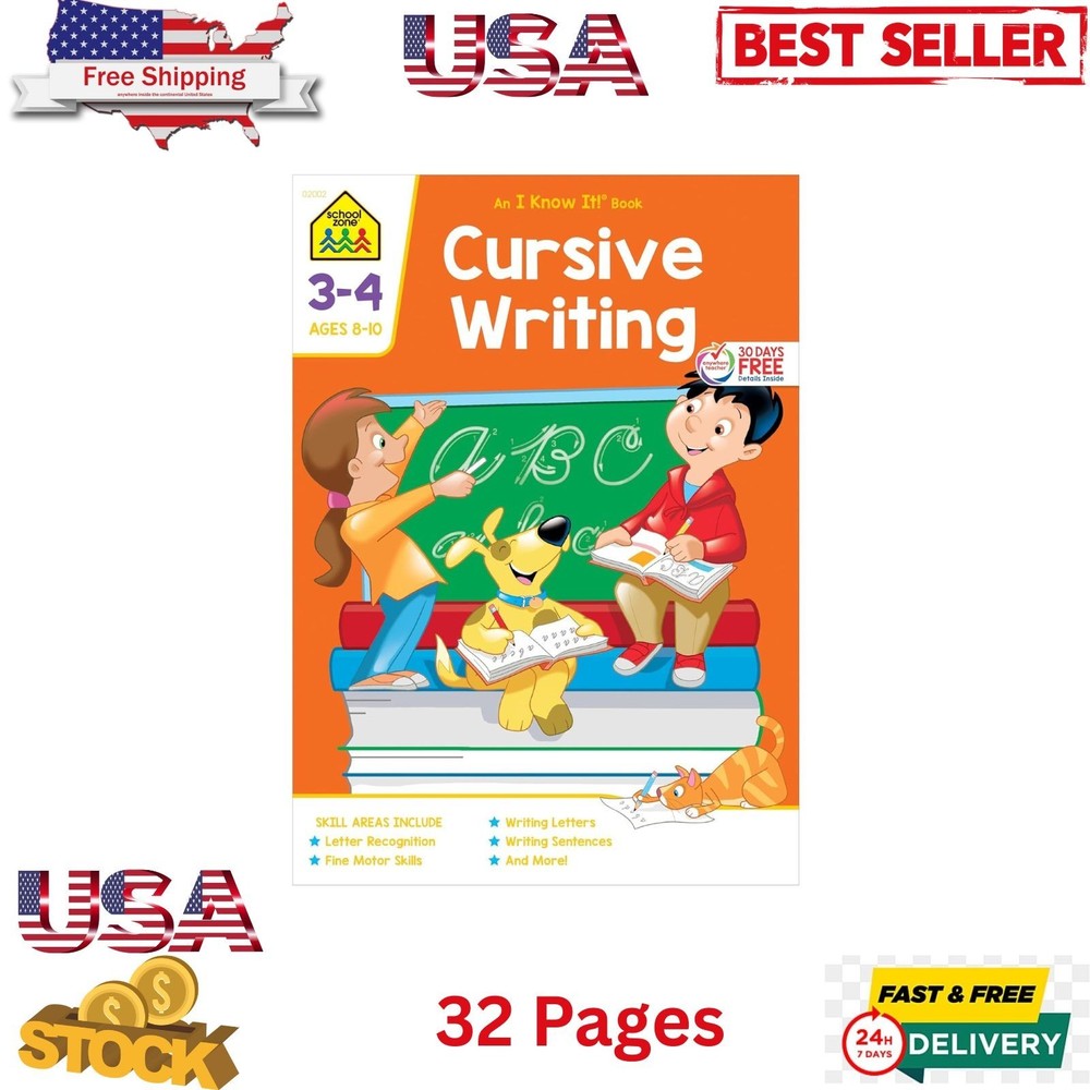 Cursive Workbook Writing Handwriting Practice Tracing Letters Ages 8 to 10