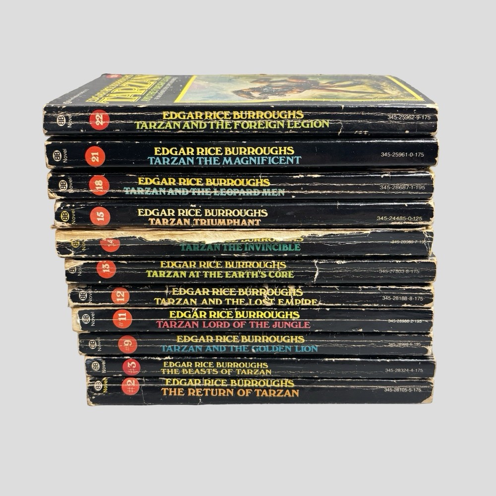 TARZAN Burroughs Ballantine Paperback Book Lot Of 11 1970s Vtg READ