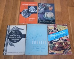 Lot of 5 Vintage Cookbooks 1930s-1950s Frigidair, Miracle Maid, Dormeyer