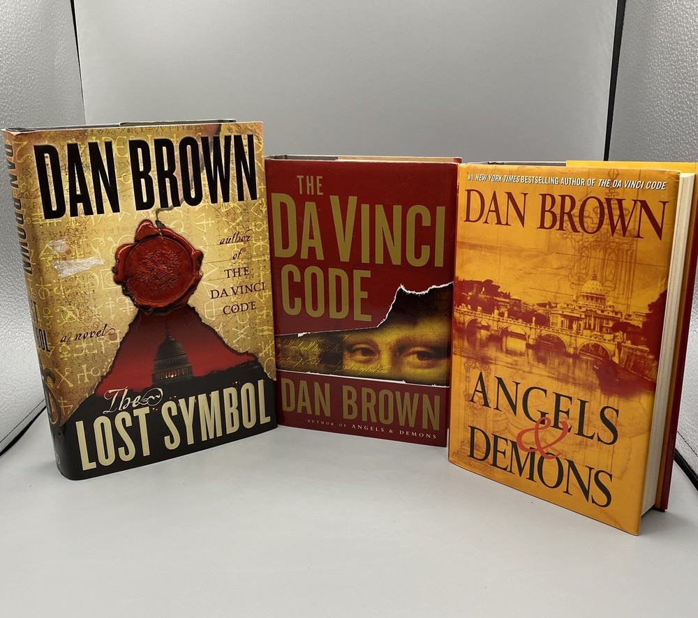 LOT OF 3 BOOKS BY DAN BROWN 1ST 3 BOOKS OF THE ROBERT LANGDON SERIES HB/DJ