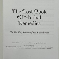 THE LOST BOOK OF HERBAL REMEDIES NICOLE APELIAN CLAUDE DAVIS 2021 PAPERBACK