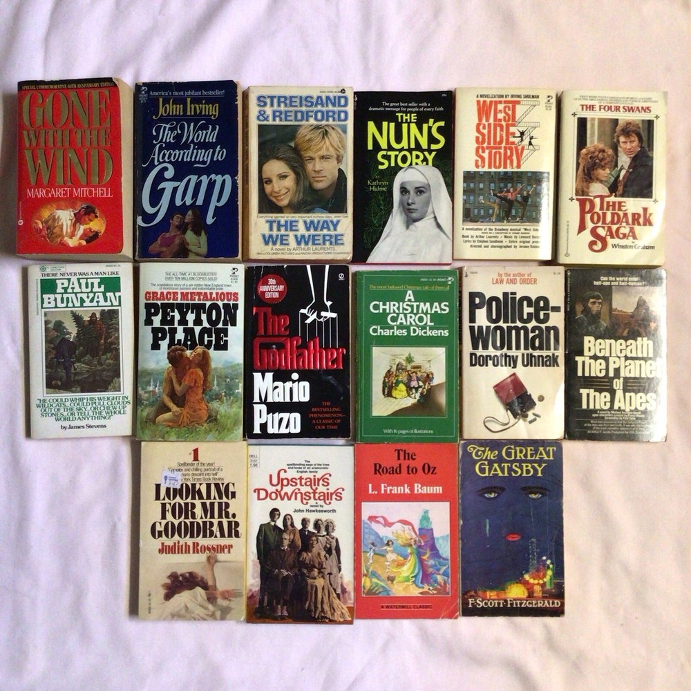 16 Vintage Movie Tie-In Paperback Book Lot 1970’s Godfather Gatsby Peyton Place