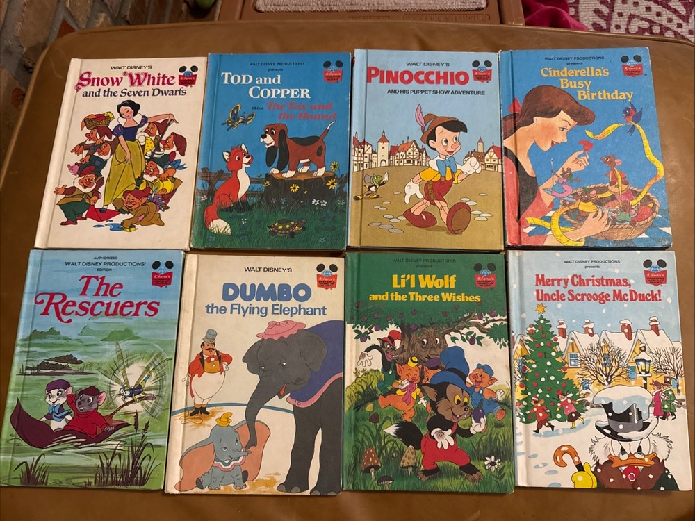 Lot Of 8 Vintage Disney’s Wonderful World Of Reading Hardcover Books 1973 – 1985