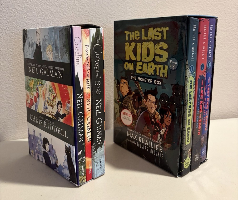2 Box Sets/6 Books: Last Kids on Earth Max Brallier & Neil Gaiman Graveyard/Milk