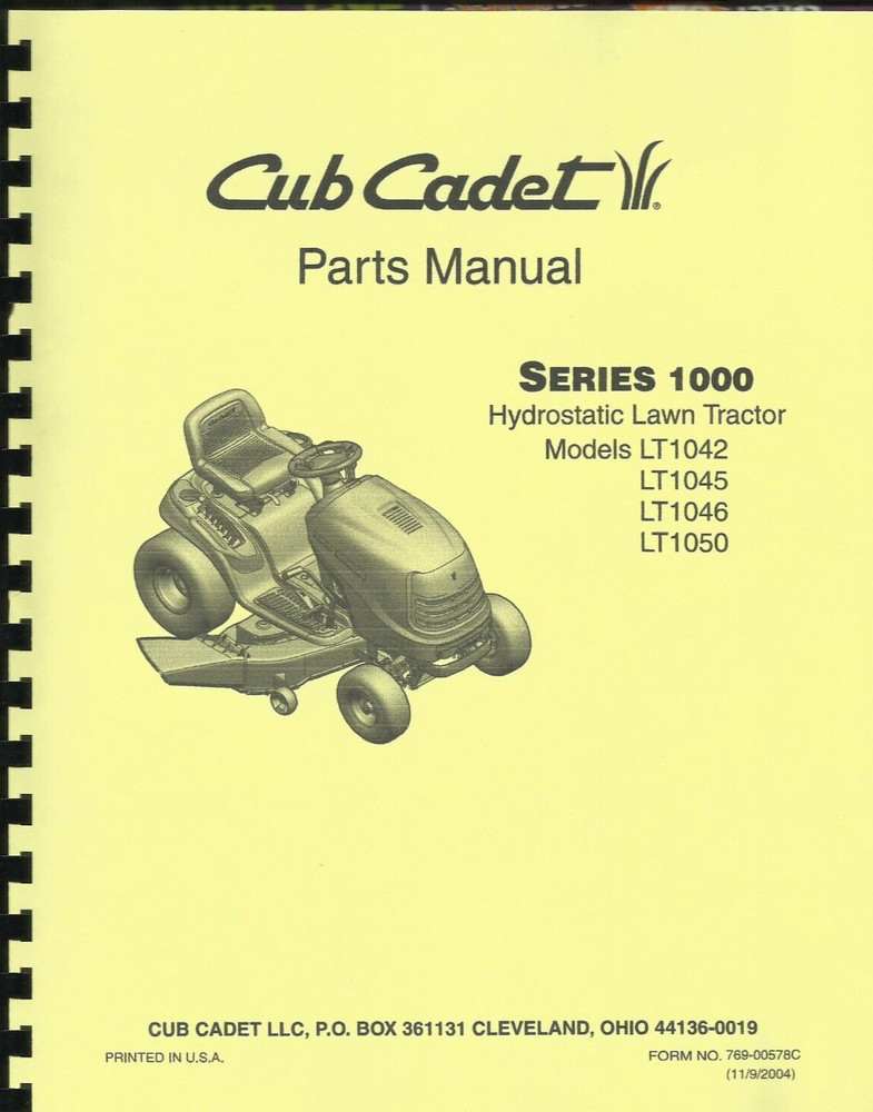 CUB CADET LT1042 LT1045 LT1046 LT1050 PARTS MANUAL