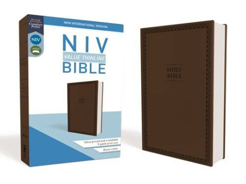 NIV, Value Thinline Bible, Leathersoft, Brown, Comfort Print By Zondervan – GOOD