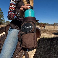 Personalized Horse Saddle Water Bottle Holder, Brown, Multi Pocket Saddle Holder