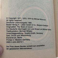 The Chronicles Of Corum By Moorcock, German Book 3 Books Complete Bastei Lubbe