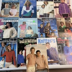 Lot of 13 Vintage Knitting Pattern Books Magazines Leaflets Sweaters Men & Women