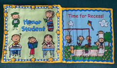 NEW Handmade Sewn Cranston SCHOOL DAYS Cloth Book 2004, 12 pages, 9″ Square