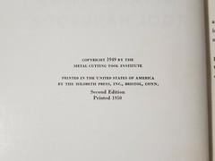 Metal Cutting Tool Institute METAL CUTTING TOOL HANDBOOK 2nd Ed. 1950 HC
