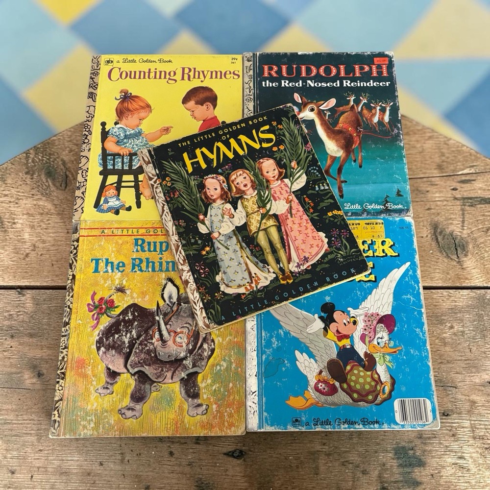 Lot 5 Vintage 1940s 1950s Little Golden Books Mid Century Children’s Stories