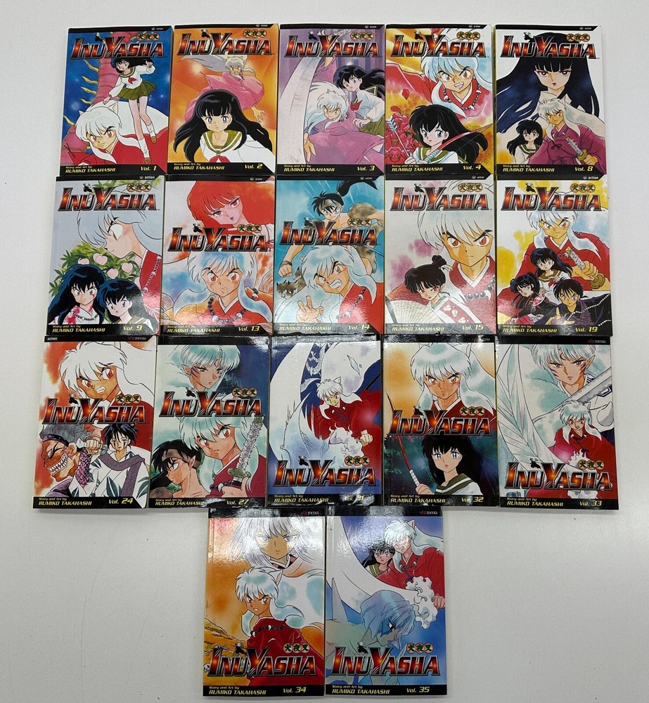 InuYasha Manga 17 Book Lot Vol 1-4, 8-9, 13-15, 19, 24, 27, 31-35 Pre-Owned #009