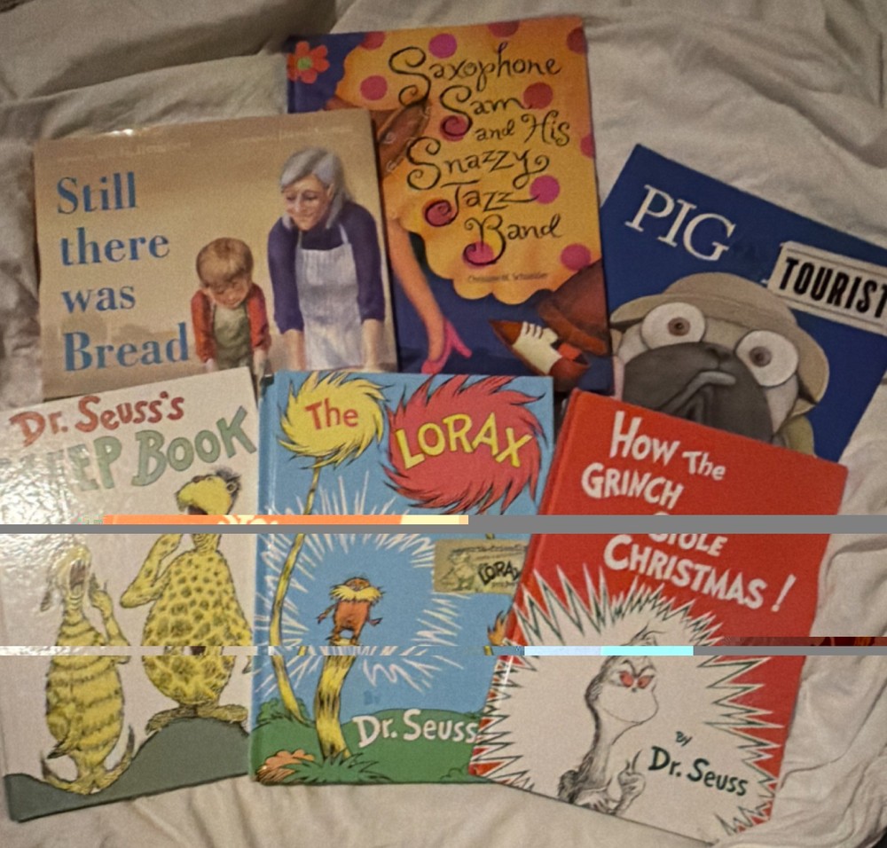 Lot of 6 Children’s Picture Books – Dr. Seuss, Pig the Pug, Saxophone Sam, Bread