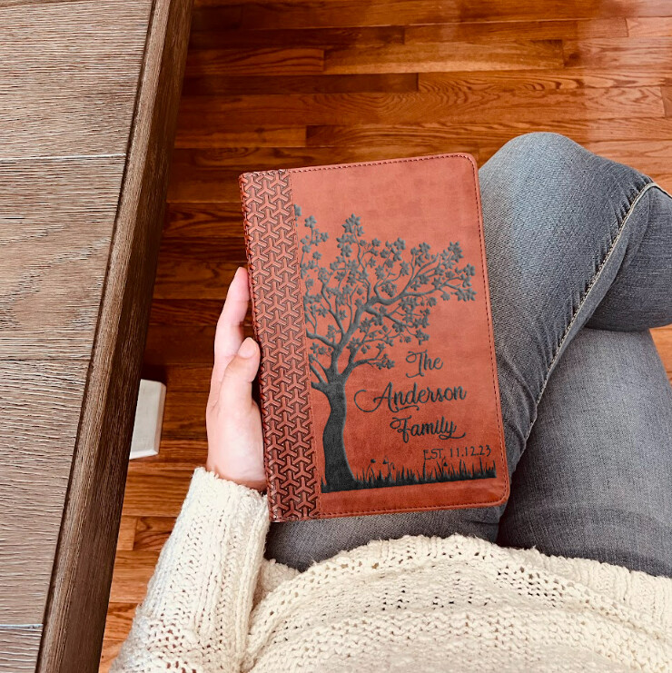 Personalized Family Bible | Custom KJV Family Tree Study Bible | Engraved Bible