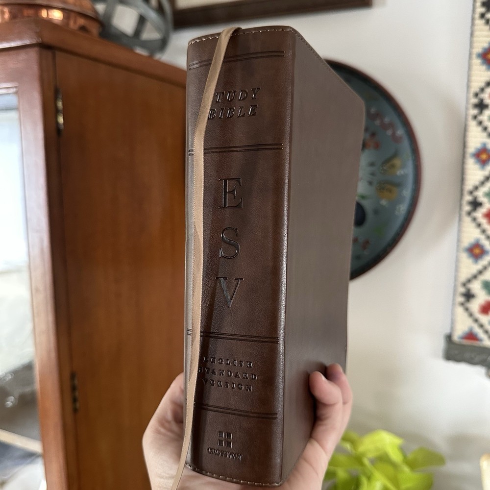 ESV Study Bible Trutone Brown 2016 Edition Gold Pages Bookmark English Standard