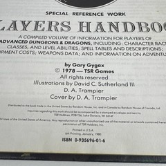 Players Handbook 6th Printing TSR Gary Gygax 1978 Dungeons Dragons Advanced D&D