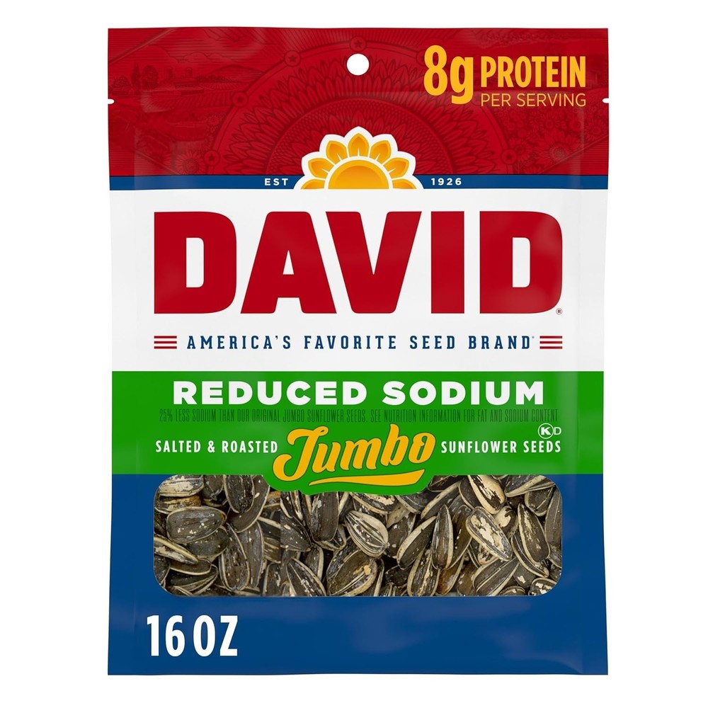 DAVID Reduced Sodium Jumbo Sunflower Seeds, 16 oz.⭐️⭐️⭐️⭐️⭐️