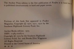Foxfire The 2nd Foxfire Book PB Illus Eliot Wigginton Anchor Books Ed 1973