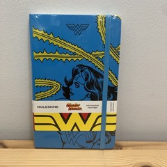 Moleskine Limited Edition Ruled Notebook Wonder Woman, Blue Hard Cover STICKERS