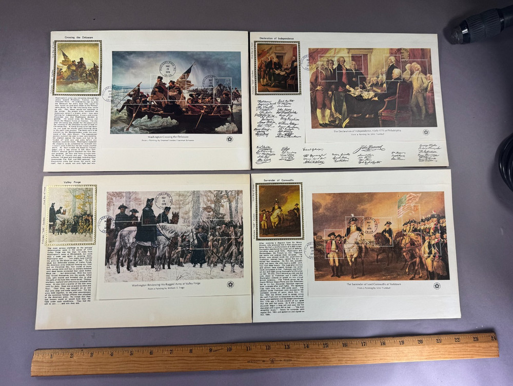 4 USPS 5/29/76 Souvenir Bicentennial Art Stamp First Day Covers, 8.5×11 Complete