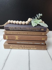 Brown Staging Books: Earthy Decor Objects, Real Hardbacks- Set of 5