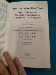 Harrington On Hold Em Volume 2 The End Game By Dan Harrington And Bill Robertie