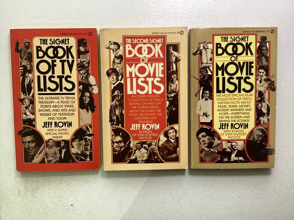 The Signet Book Of Movie Lists 1st 2nd TV Lists 1st Prints Jeff Rovin 1979 1982