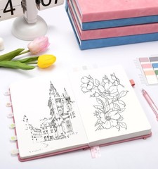 ALKALO Blank Journal Notebook 365 Pages, A5 Leather Sketch Book for Drawing W…