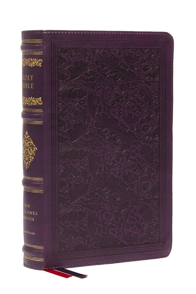 NKJV Large Print Reference Bible, Purple Leathersoft, Red Letter, Comfort…