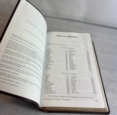 NCV Center Column Reference Bible Burgundy Bonded Leather Red Letter