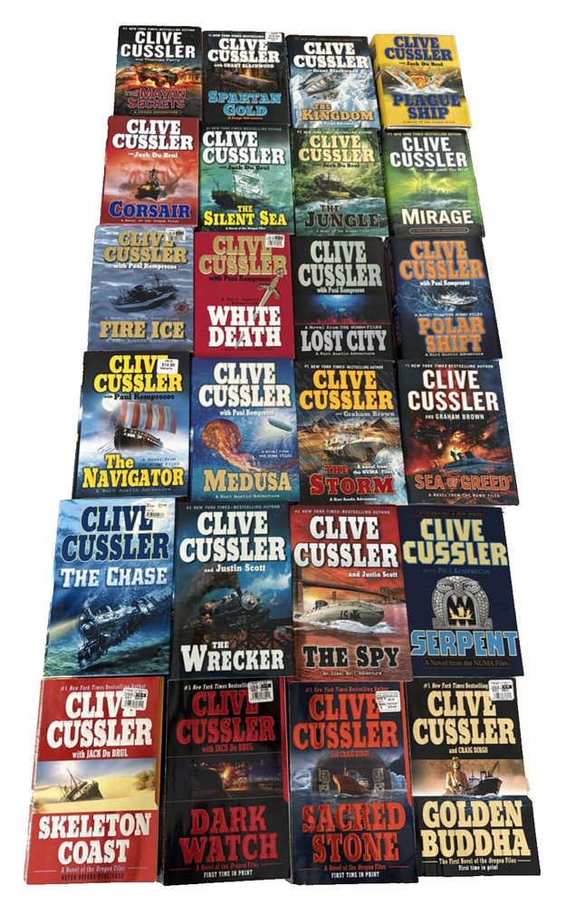 Clive Cussler Assorted Series – Lot 24 (19) Hard Cover and (5) Paperback