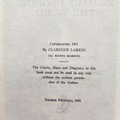 Rightly Dividing The Word Clarence Larkin 1943 4th Printing Biblical Theology