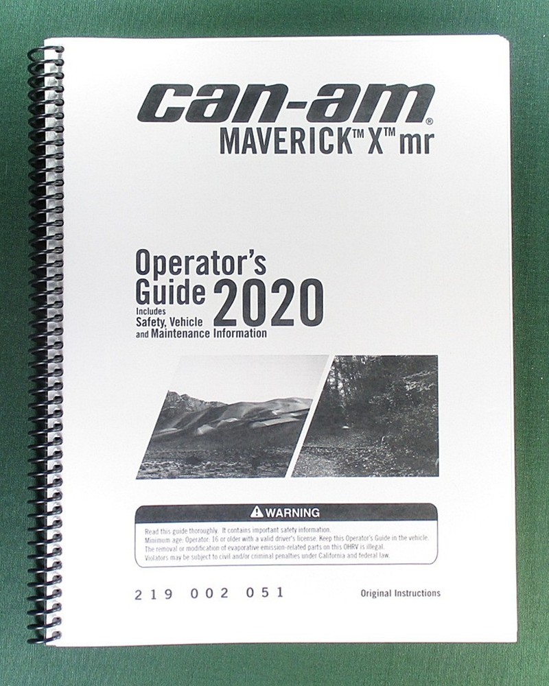 2020 Can-Am Maverick X mr Turbo Owner’s Manual: 180 Pages & Clear Covers