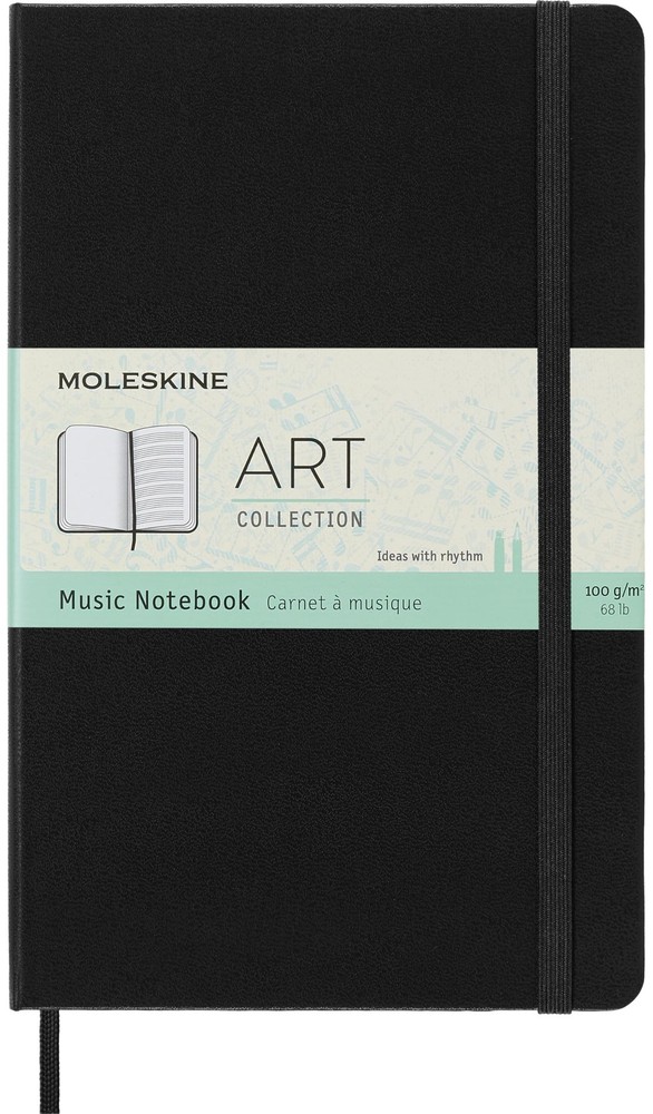 Art Music Notebook, Hard Cover, Large (5″ x 8.25″) Pentagram, Black, 192 Pages
