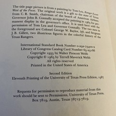 The Texas Rangers A Century of Frontier Defense Walter Prescott Webb 1987 HC