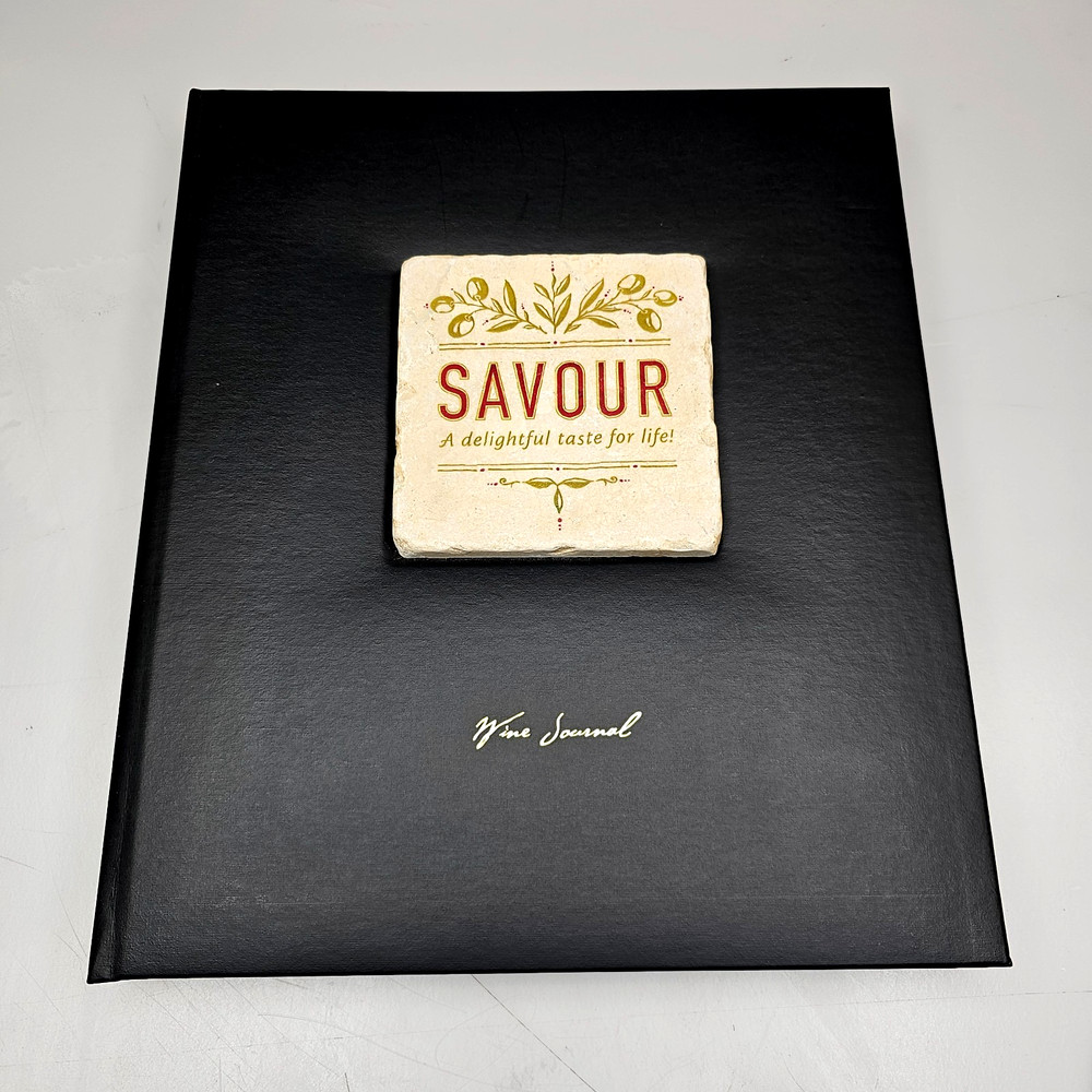 Hardbound Savour Wine Journal Tile Applique 10 X 11+ Inches Blank Heavy Stock