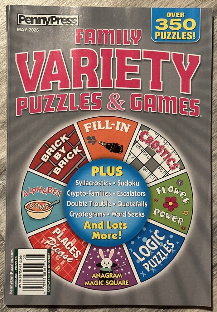 Penny Press Family Favorite Variety Puzzles Games Magazine 350 Puzzles May 2026