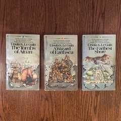 The Earthsea Trilogy by Ursula K Le Guin Paperback Books Bantam Editions 1970s