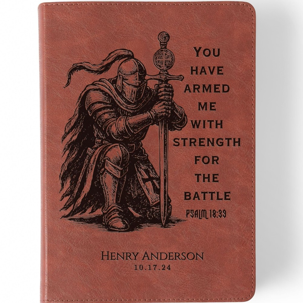 Personalized Bible for Men, ESV Study Bible, Engraved Name, Knight Warrior Gift