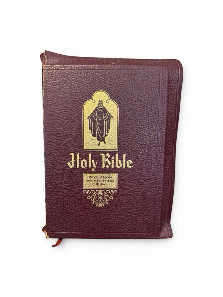 Vintage Holy Bible King James Spencer Revelation Press ~Leather~Red Letter~MAPL